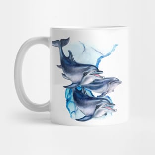 Dolphins swimming Everybody Loves Dolphins and this is a Lovely Dolphin Design Mug